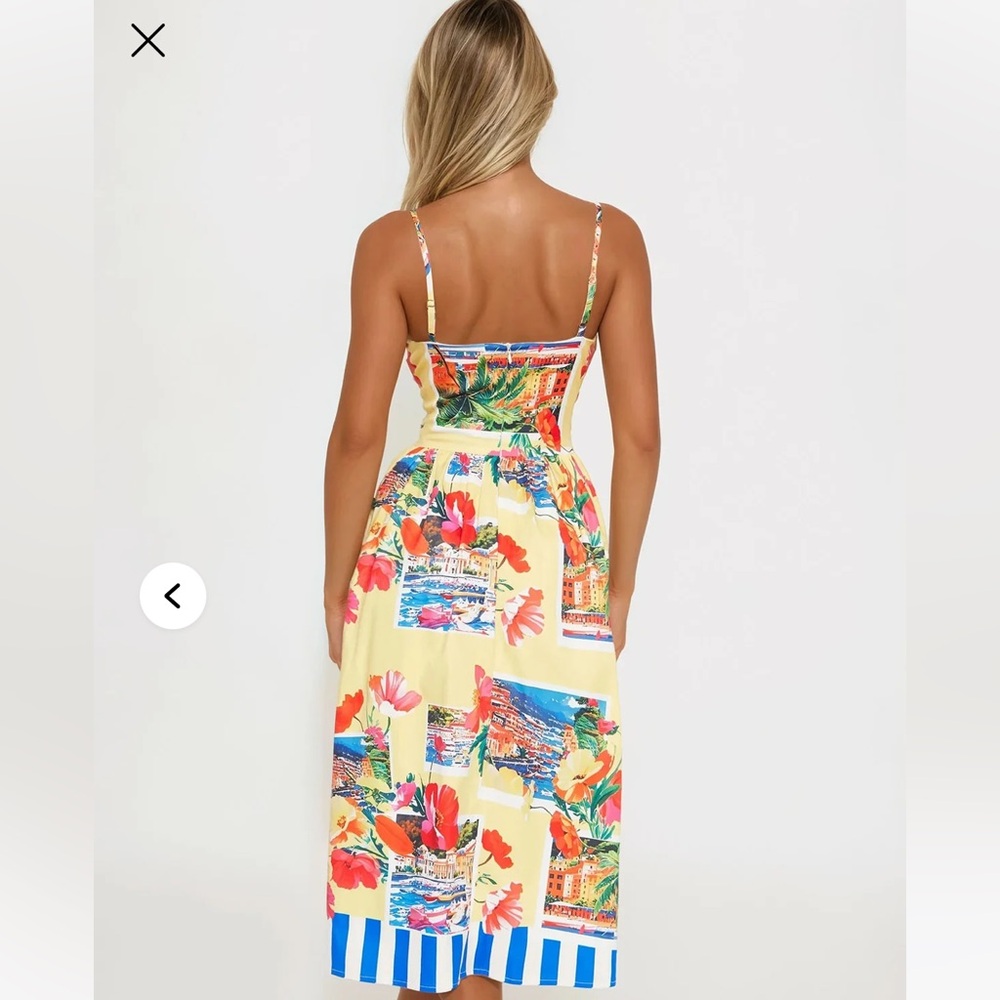 Italian Coast Poplin Midi Dress - Yellow/combo - Picture 2 of 2